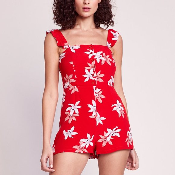 BB Dakota Pants - NWT BB Dakota Daisy Floral Flutter Button Romper